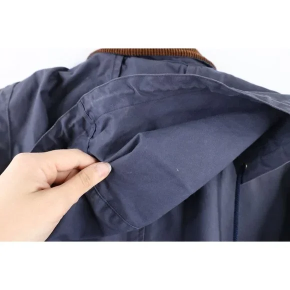 Vintage 90s Ralph Lauren Mens Medium Faded Waxed Cotton Lined Parka Jacket Blue